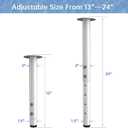 Adjustable Table Legs,Metal Adjustable Height Desk Legs,Adjustable Furniture Legs for Table Computer Desk Dining Table Office Desk(White) (4 pcs 13"-24")