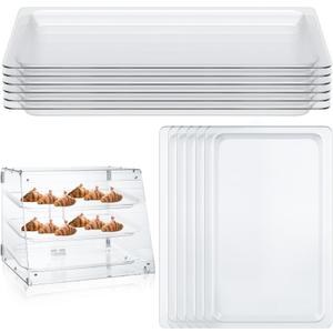 Kritkin 6 Pack Clear Acrylic Bakery Display Case Tray 20.7 x 12.6 x 1.1" Acrylic Tray Bakery Display Case Countertop Replacement for 2/3/4 Tier Pastry Baked Goods Bread Bagel Retail Commercial Home