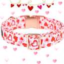 3 x Maca Bates Valentines Dog Collar Comfortable Soft Heart Dog Collar with Metal Buckle Adjustable Puppy Collar Valentine for Small Medium Large Dog (Valentine-Pink Love)