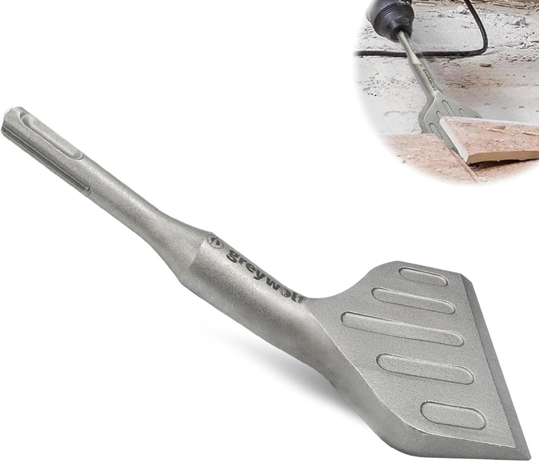 Greywolf SDS Plus Chisel Drill Bit, 3 Inch 20 Crank Angle Wide Bend Chisel, 40CrMo Alloy Floor Scraper, Tile Removal for SDS Plus Rotary Hammer Drill Attachment