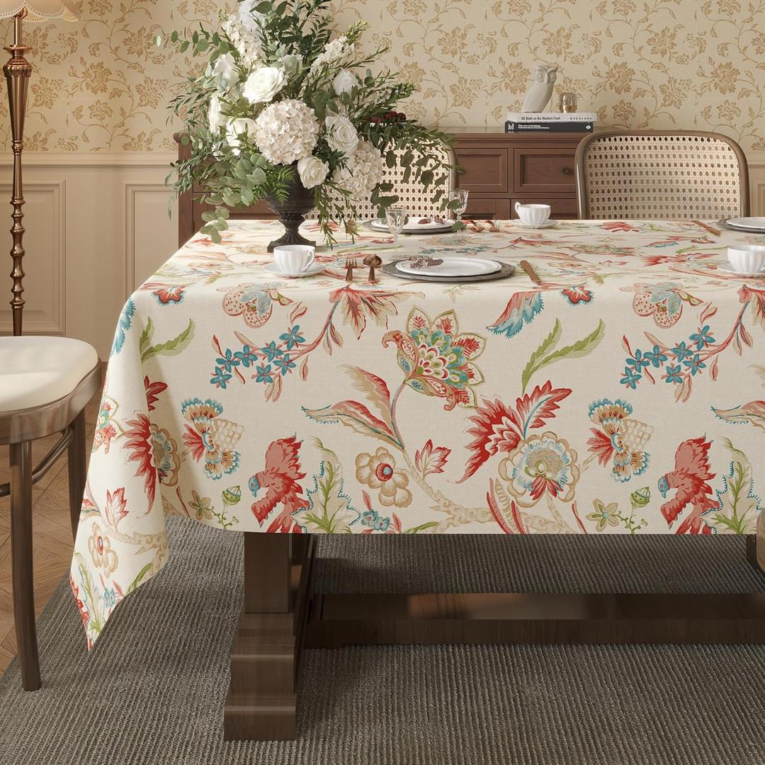 Rectangle Table Cloth,100% Waterproof Tablecloth Oil Proof Spill Proof Vinyl Table Cloth, Wipe Clean Plastic Table Cover for Dining, Camping, Indoor and Outdoor 54" x 84",Songbird