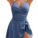 Blooming Jelly Womens One Piece Swimsuit Tummy Control Bathing Suit Gold Metal Tie Knot 2026 Swim Dress (XX-Large, Haze Blue)