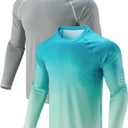 2 Pack Mens Rash Guard Long Sleeve Swim Shirts UPF 50+ Sun Protection Quick Dry Lightweight UV Fishing Surf Shirt, XL