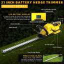 21" Cordless Hedge Trimmer - 21V Portable Electric Bush Trimmer with 2 x 4.0Ah Batteries & Charger & 180 Rotatable Handle & Dual-Action Blade 3/5" Cutting Width for Garden Yard Maintenance