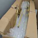 8FT Wedding Arch Backdrop Stand, Gold Square Back Drop Adjustable Stand Metal Arch Heavy Duty Backdrop Stand Kit Frame for Party Wedding Birthday Photobooth Decorations