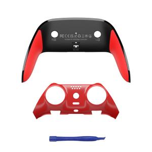 CHARM FOCUS Front Back Shell Grip Cover Compatible for PS5 Edge Controller shell, Restore Discolouration & Flaking Back Clip Shell, TPE Soft Rubber Seamless-Fit DIY Replacement for PS5 Edge Controller (Red)