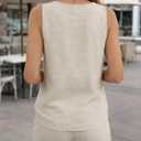 IDEALSANXUN Womens Linen Tank Tops 2026 Spring Summer Crewneck Sleeveless Tops (Beige, L)