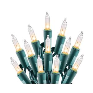 Minetom Clear Christmas String Lights 100 Count 25 Feet Incandescent Bulb Mini Lights for Indoor Xmas Tree Garland Birthday Wedding Party Festival Decoration, Green Wire