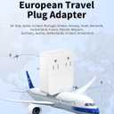 European Travel Plug Adapter, 2500W AC Outlet Extender with 20W Type C Charger,Power Adapter for Italy Spain France Germany(20WPD)