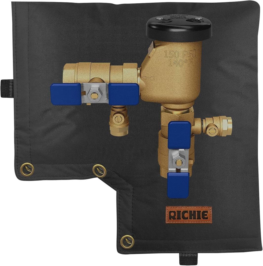 Backflow Preventer Insulated Cover (5F) for Winter Freeze Protection, 13"W x 12"H Thickened Pressure Vacuum Breaker & Well Pump Cover, Outdoor Waterproof Insulation Pouch for Sprinkler Valve, Black