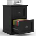 Halitaa Vertical File Cabinet, Filing Cabinet with 2 File Drawers, Farmhouse Small File Cabinet Fits Letter/A4 Size, Wooden Printer Stand, Under Desk Cabinets for Home Office, Black