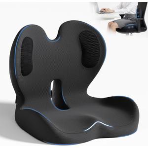 Seat Cushion,Memory Foam Chair Cushion for Office and Car,Ergonomic Coccyx Seat Cushion for Tailbone,Sciatic Nerve,Back Pressure Relief,Lumbar Support Pilow for Office,Car,Truck,Desk Chair (Black Honeycomb)