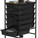 6 Tier Utility Rolling Cart with 6 Drawers Multipurpose Rolling Storage Cart with Wheels and Handles for Office Classroom Kitchen Bathroom Bedroom Organization Black