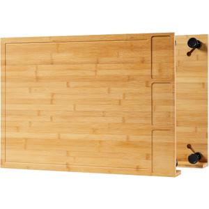GarveeHome Bamboo Cutting Board & Stovetop Cover - Raised Chopping Board with Detachable Legs, Juice Groove & Compartments - Versatile Sink Cover for Home and Restaurant Kitchen Countertops (29.5"L x 21.3"W)