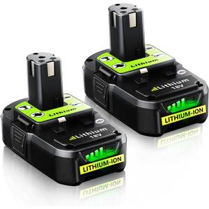 Replacement for Ryobi 18V Battery: 18V 4.0Ah Lithium-ion Compatible with Ryobi P102 P103 P105 P107 P108 P109 P122 Cordless Power Tools 2 Pack