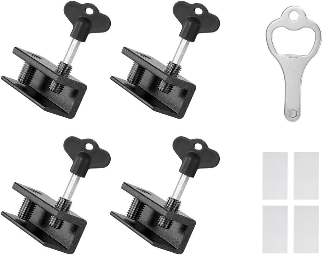 Window Locks, 4 Sets Sliding Window Locks with Key, Adjustable Sliding Window Locks with Keys for Patio Bedroom Home and Office (Black)