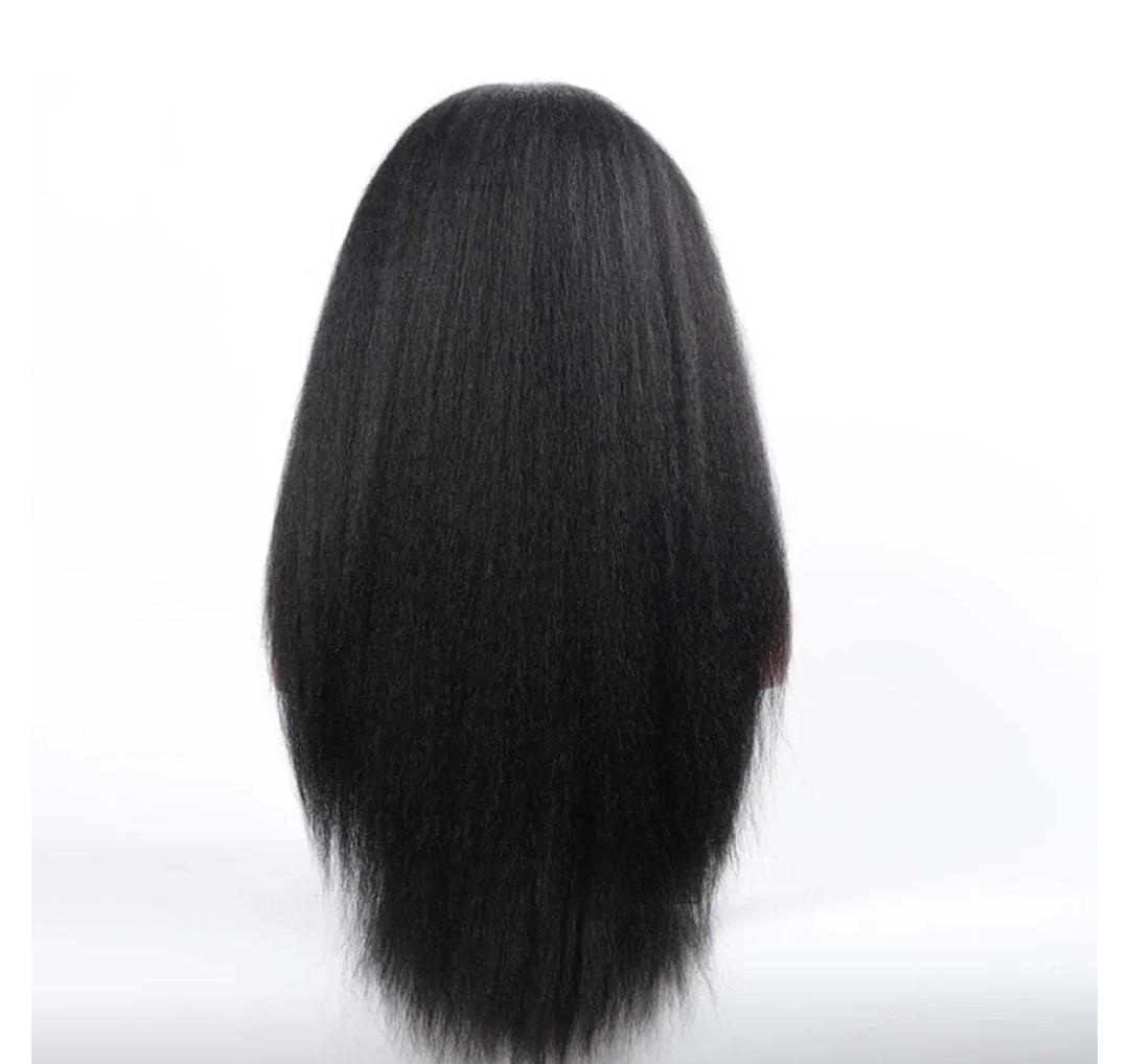 kinky straight wig human hair Long Kinky Straight Wigs For Black Women Black Wigs Straight Hair Wig Synthetic Middle Part Wigs Kinky Afro Wigs