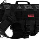 OneTigris No Pull Tactical Dog Harness for Medium Dog, Aire Mesh Dog Vest Harness, Breathable Military Dog Molle Vests with Handles, Service Dog Vest for Walking Hiking Training (M, Black)