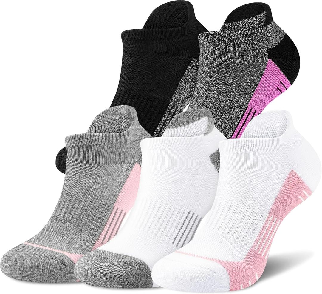 OGW Womens Ankle Running Athletic Socks - 5-Pairs No Show Cushioned with Arch Support for Workout Gym - size 5-12