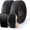 PARTTELY Men's Ratchet Belt 2 Pack - Adjustable Click Slide with Trim Fit for Dress Casual, Gift Set for Father, Boyfriend