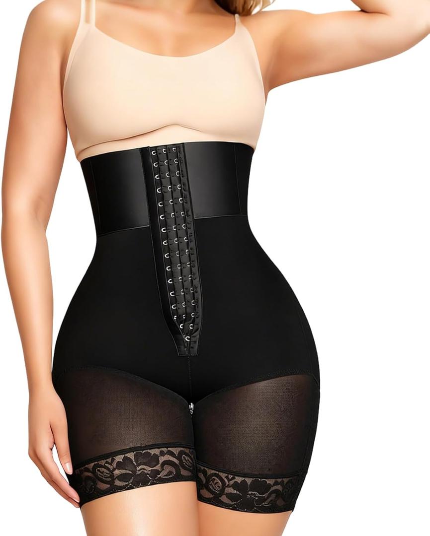 Strapless Fajas Colombianas for Women - Tummy Control Body Shaper Shorts with Butt Lifter & Zipper Crotch (Small, Black)