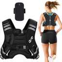 Sportneer Weighted Vest Woman: for Walking with Phone Bag, Adjustable Women Weighted Vest for Running Rucking Vest for Jogging Strength Training Weight Loss, Black, 15 lbs