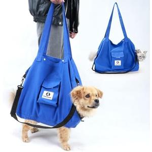 Yanvega Cat Soft Travel Carrier Sling Bag Pet Supplies Cat Carrier Pouch, Color Blue Size XL Adjustable Crossbody Strap Storage Pocket, Large Space for 16 to 30 lbs Cats and Small Dogs