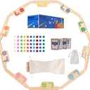 Upgraded Version 10 Player Interlocking Pegs and Jokers Board Game Wood,Multiplayer Portable Marbles and Jokers Game with Cards for Adults Travel Family Party Game