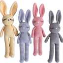 Moni's Choice Stuffed Plush Baby Crochet Bunny Rabbit Easter Gifts Handmade Stuffed Animal Hand-Knit Doll Granddaughter Grandson Lovey Sleep Toy Newborn(Blue)