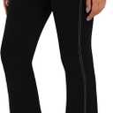 Sunzel Flare Leggings for Women with Pockets, High Waisted Tummy Control Yoga Pants, Wide Leg Denim-Look (Black, S)