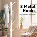HzTinT Coat Rack with Natural Marble Base, Metal Freestanding Coat Rack with 8 Hooks, 3 Adjustable Size Sturdy Coat Tree for Bags, Coats, and Hats for Entryway, Hallway, Bedroom, Office, White