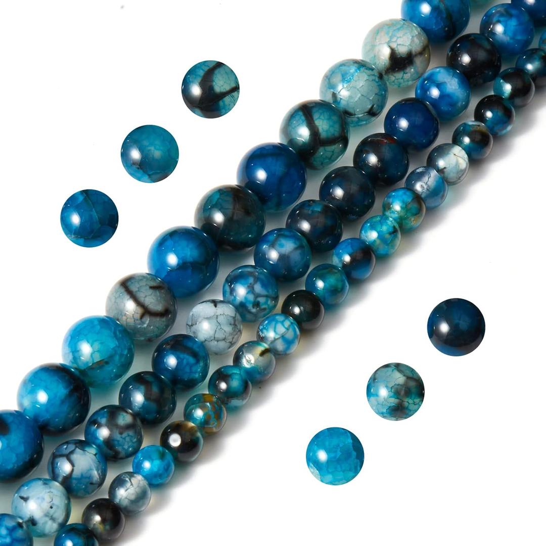 108pcs 8mm Natural Blue Dragon Vein Agate Beads Round Gemstone Beads Loose Beads for Jewelry Making