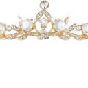 Crystal Tiaras & Crowns for Women, Bride Royal Queen Headband Princess Headpieces for Birthday Cake Crown & Prom Pageant Party (Gold-1)