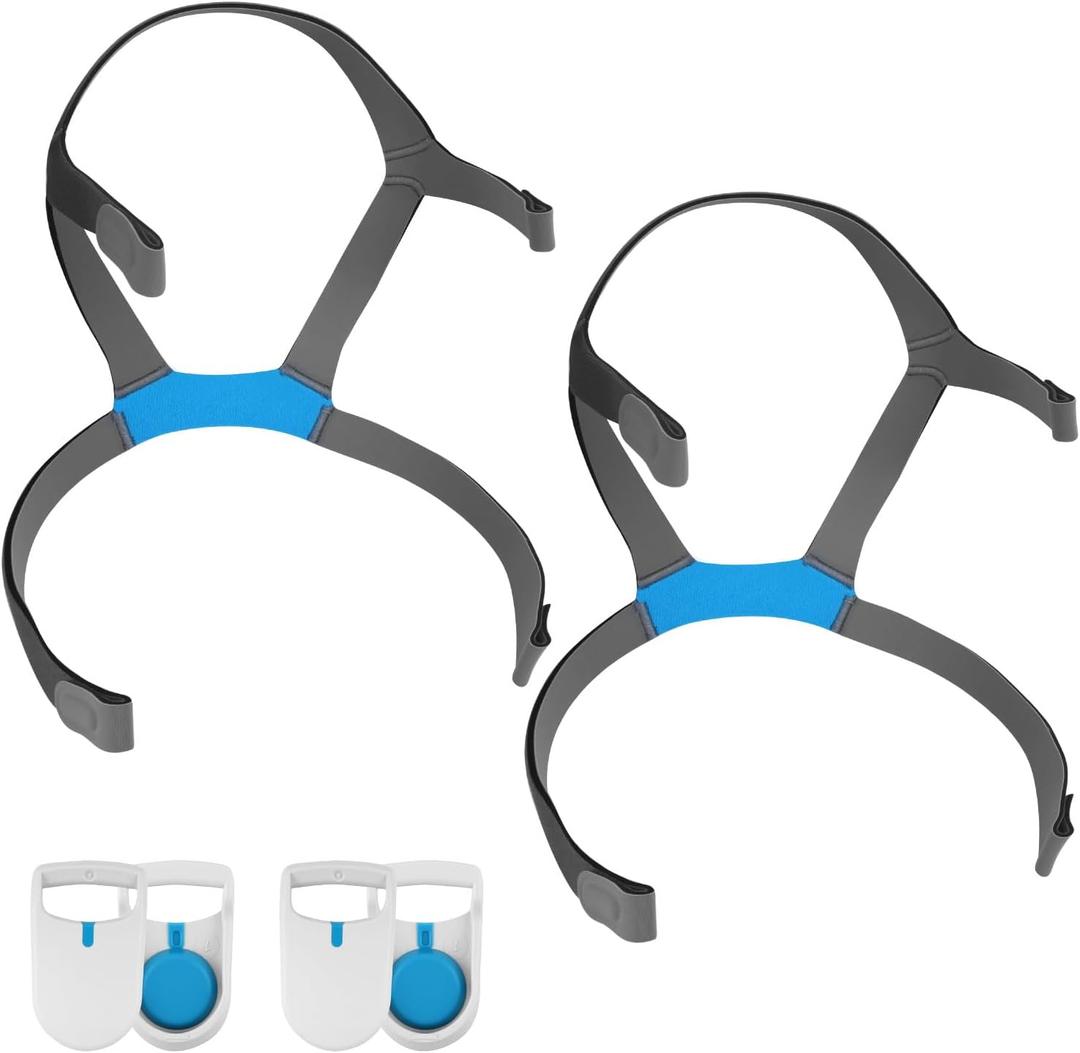 Replacement Headgear for F40 CPAP Mask, Soft CPAP Headgear Strap Compatible with AirFit F40 Nasal Mask, Adjustable F40 Headgear with Enhanced Clips (2 Headgear+2 Pairs Clips)