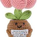Positive Crochet Flower with Message Card,Cute Handmade Emotional Cheer Up Flower, Ideal Birthday for Mom Dad Grandma Coworker Teacher Friends Boss