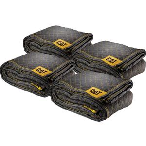 Cat Utility Padded Moving Blanket, Non-Woven Cushioned Blankets, 80 Inch by 72 Inch, 4 Pack, Reinforced Stitching, Outdoors, Protection - 240030 (Black)