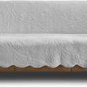 SureFit Heirloom Quilted Cotton Furniture Cover with Scallop Edge, Sofa Cover, Pet Friendly, Machine Washable, Grey Color