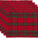 DII Farmhouse Christmas Plaid Dining Table & Kitchen Dcor, Holiday Placemat Set, 13x19, Red & Green, 6 Count