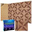 BShead 10 Pack Large Soundproof Wall Panels, 15.7 x 15.7 x 0.4 in Sound Proof Panels for Walls,0.9lb/ft, High Density.Wood Grain Printing Sound Panels, 3D AcousticPanels,Artistic Noise