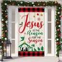 Tiamon Christmas Jesus Religious Door Cover Xmas Holy Night Door Backdrop Jesus Is the Reason for the Season Decoration for Christmas Party Hanging Decor, 70.8 x 35.5 Inches (Classic)