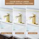 Fransiton Waterfall Single Handle Bathroom Sink Faucet with Drain Light Gold