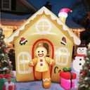 GARIG 6FT Christmas Inflatables The Runaway Gingerbread Man Outdoor Decorations, Christmas Blow Up Yard Decorations with Built-in LEDs for Xmax Outdoor Party, Yard, Garden