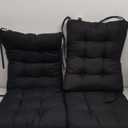 Juexica 4 Sets Outdoor Patio Chair Cushions Seat High Back Tufted Pillow Replacement Rocking Chair Cushions Pads for Patio Summer Seasonal Indoor Home Office(Black)