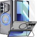 Nillkin for Samsung Galaxy Z Fold 7 Case, Compatible with MagSafe, Built-in [Screen Protector] [Hinge Protection] [Kickstand] Slim Magnetic Anti-Yellow Phone Case for Galaxy Z Fold 7 - Clear Black