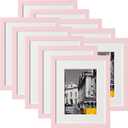 eletecpro 8x10 Picture Frames Set of 10, Picture Frame Collage Wall Decor Display 5x7 Photo with Mat or 8x10 Without Mat, Home Decor Gallery Frame for Table Top or Wall Mounting, Pink