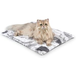 Self Warming Cat Bed, 24" x 18" Ultra Soft Cat Dog Pet Heating Pad for Indoor Outdoor, Non-Slip Heated Dog Mat Thermal Blanket (Gray)