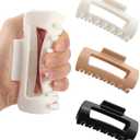 3 PCS Silicone Flexible Hair Claw Clips for Women Soft Bendable Claw Clip Scalp-Safe Soft Cloud Hairclip for Thin and ThickWhite+Black+Khaki