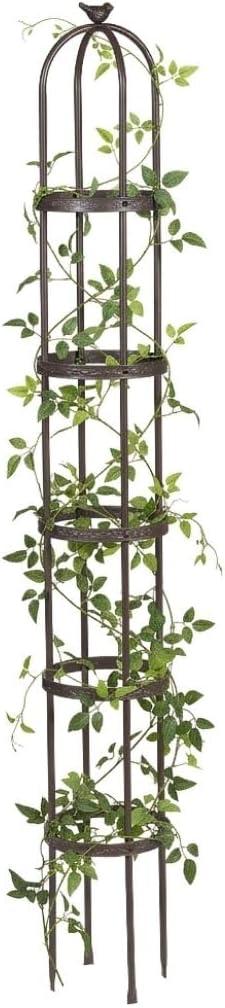 Evergreen 7 Feet Garden Metal Garden Obelisk Trellis for Climbing Plants Outdoor | Indoor Plant Trellis for Potted Plants | Floral Pattern Arch Trellis | Antique Copper
