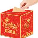 2 x Graduation Decorations 2026 Graduation Card Box Red Gold Congrats Grad Gifts Cardboard for Class of 2026 High School College Grad Party Decor 8.7 Inch