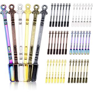 48 Pcs Mini Metal Spoons, Spice Spoons, Tiny Spoons for Powder, Necklace with Spoon, Shovel Keychain for DIY Spices, Herbs, Powder, Coffee, Sugar (Colorful)